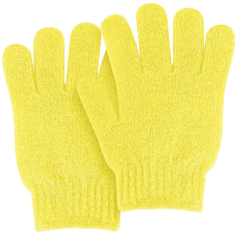 MOLOPPO Bath Glove 2 PCS Use Loofah Sponge Exfoliating Body Scrubber Deep Cleansing Removes Dead Skin for Both Women and Men(Yellow) - Image 1